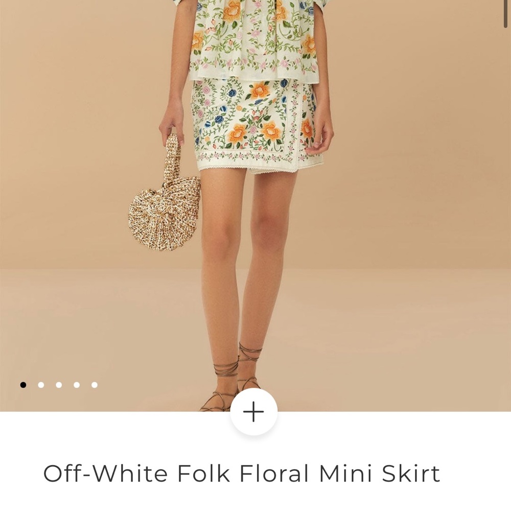 NWT FARM RIO Off-White Folk Floral Mini Skirt